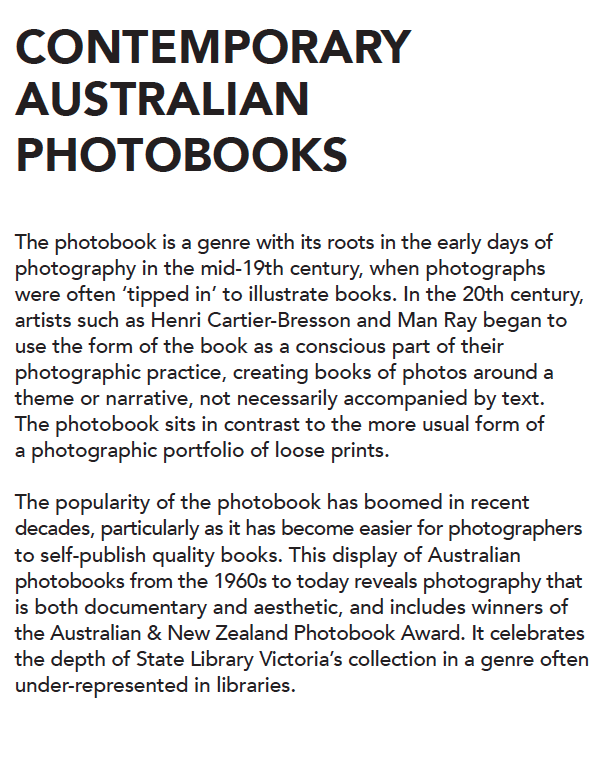 SLV Australian Photobooks exhibition 
