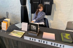 Robyn Daly on BAD NEWS BOOKS table PHOTO: Libby Jeffery